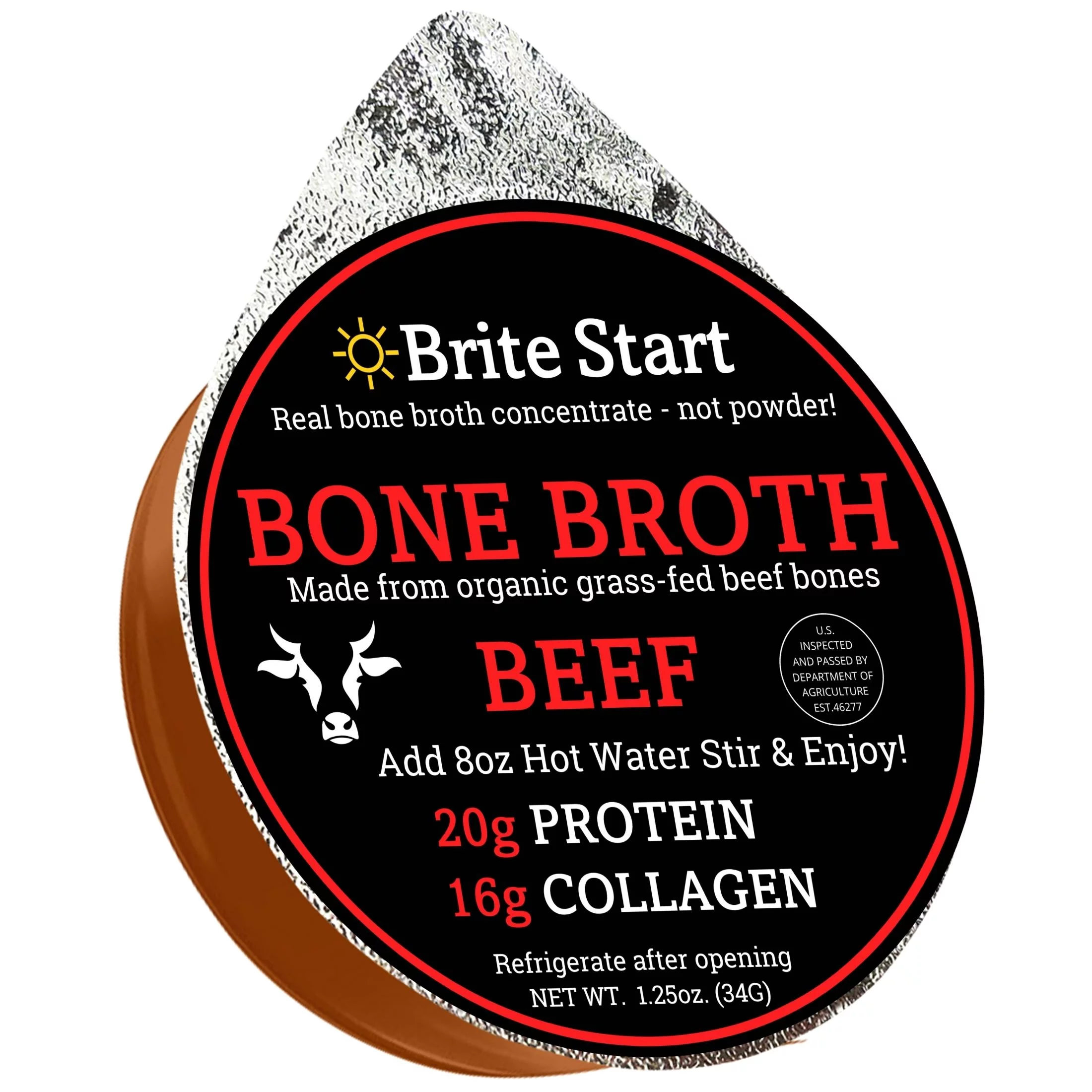 Brite Start Bone Broth Single Serve Concentrate - Beef - 4 Count