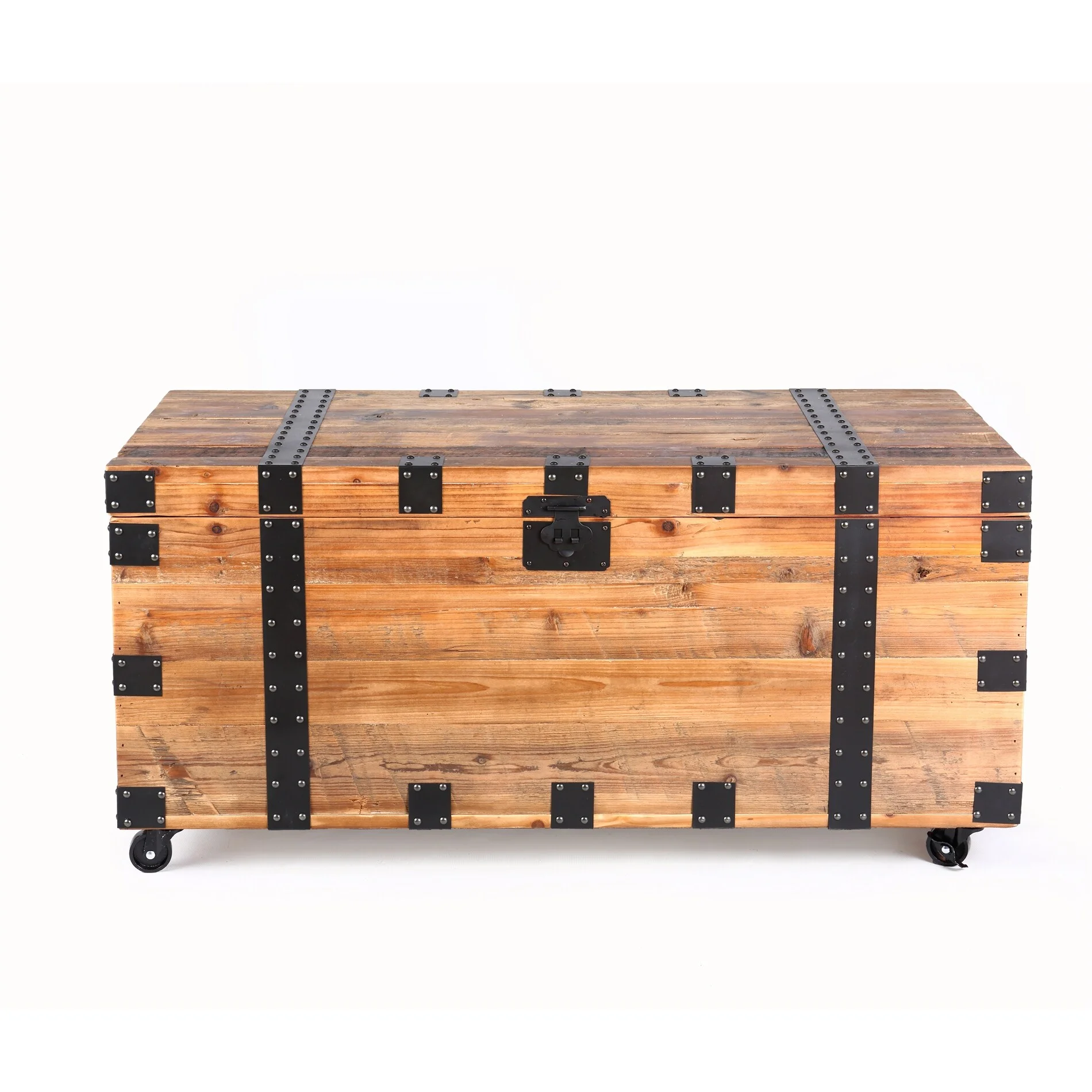 BESTCOSTY Trunk Table with Four Wheel Large Capacity Storage Coffee Table