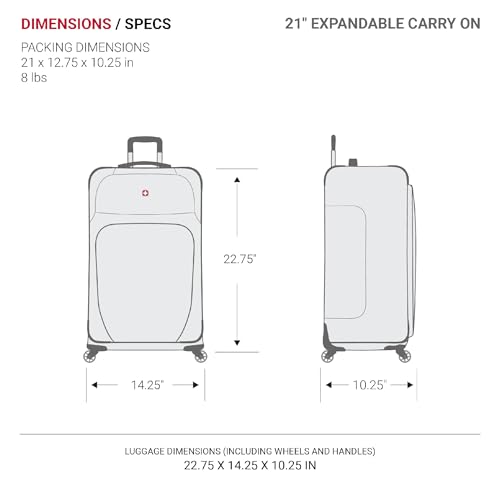 SwissGear Sion Softside Expandable Luggage, Black, Checked-Large 29-Inch