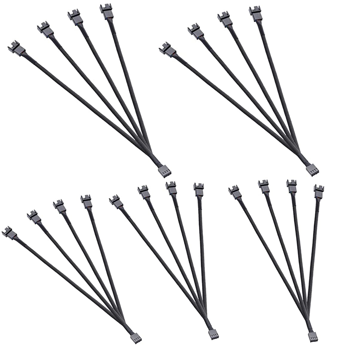 3 Way 4 Pin PWM Fan Splitter,Adapter Cable Sleeved Braided Y Splitter PC 4 Pin Fan Extension Power Cable 1to2，1 to 3 ，1to4，Converter for Computer ATX Case Cooling Fan Cable