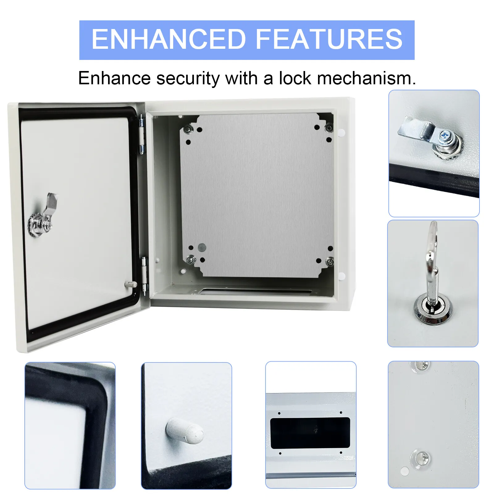 JSTUOKE 12x12x8'' Carbon Steel Electrical Enclosure Box IP66 Wall Mount Junction Box