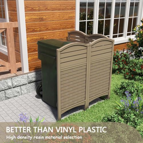 KINYING Air Conditioner Fence Privacy Screen,4 Panels Pool Equipment Trash Can Enclosure Screen for Outdoor,Resin Fence Panels Kit,45