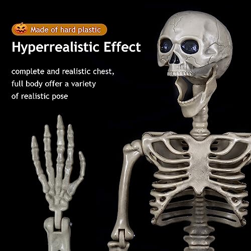 2 Pack 40 Inches Halloween Skeleton Life Size Full Body Realistic Posable Movable Jonints for Halloween Party Decoration Décor