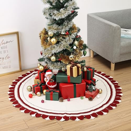 Mr. Pen- Christmas Tree Skirt 48 inches, Knitted Christmas Skirt Tree, Xmas Tree Skirt