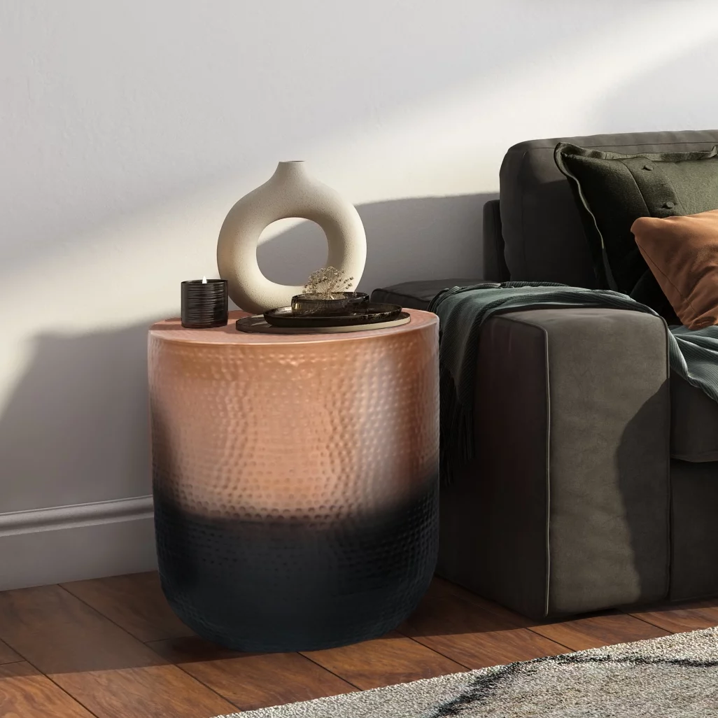 Simpli Home Nova Contemporary 19 inch Wide Metal Metal Side Table in Copper Ombre, Fully Assembled