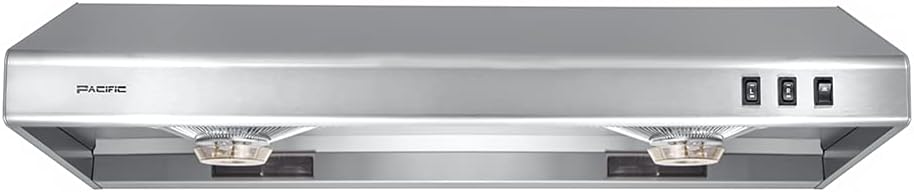 PACIFIC 30'' Economy Under Cabinet Range Hood, Stainless Steel, CFM550, 2-speed settings, rocker switch, Filter-less design, affordable hood great for builders and landlord