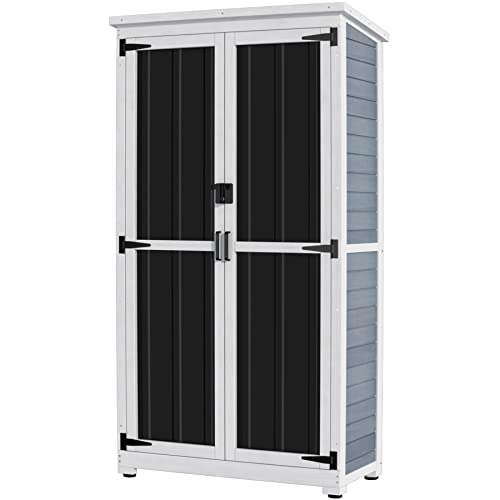 GDLF Outdoor Storage Cabinet Wood & Metal Garden Shed with Waterproof Roof and Sturdy Lockable Doors 66