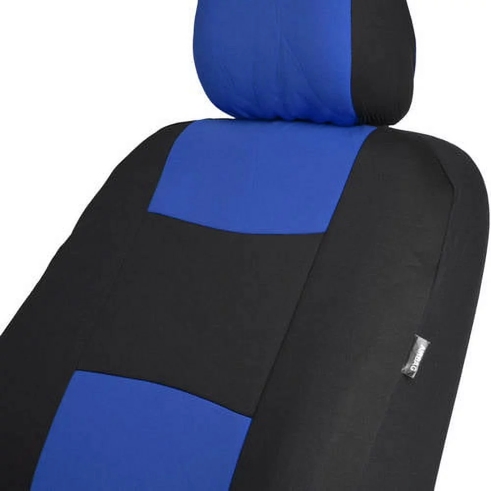 BDK Car Seat Covers 9pc Polyester Cloth 2 Front and Integrated Headreasts Rear Bench, High Back Rear