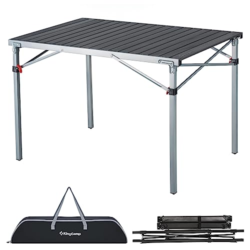 KingCamp Camping Table Folding Portable Table Aluminum Roll Up Lightweight Foldable Large Camp Table for Indoor Outdoor Picnic Backyard, 53.5