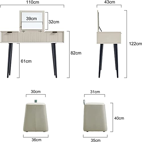 Vanity Table 2-in-1 Vanity Desk, Dressing Table with Drawers & Flip Top Mirror, Sturdy & Durable Frame Design Dressing Table Writing Desk Makeup Table