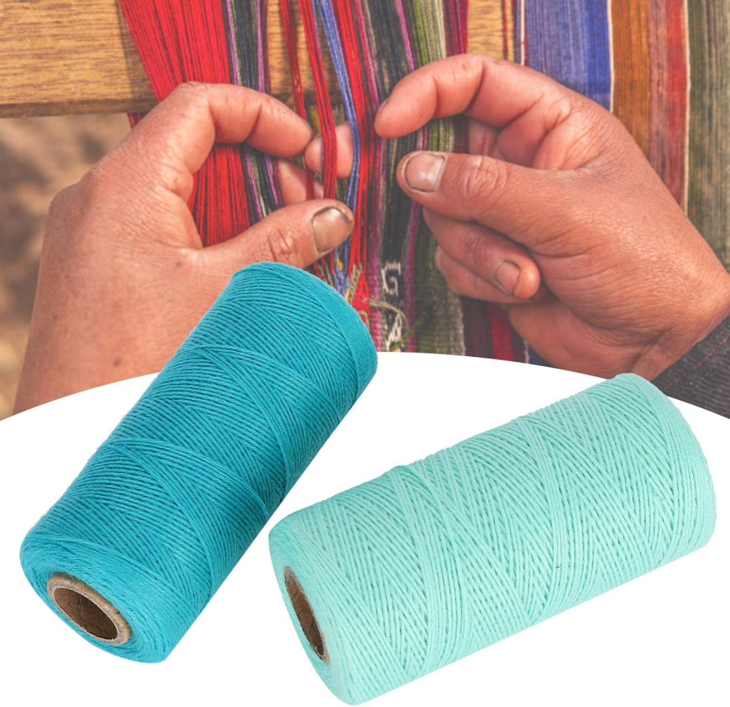 2 Rolls 8/4 Cotton Loom Warp Yarn,Worsted Cotton Yarn Cone Pure Cotton Hand Sewing Thread for Knitting Tatting Carpet Tapestry Wall Hanging Crafts