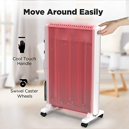 TURBRO Arcade HR1500 Electric Mica Space Heater 1500W, Room and Office Heating with Thermostat and Safety Protection, 2 Heat Settings, Quiet, 120V, White