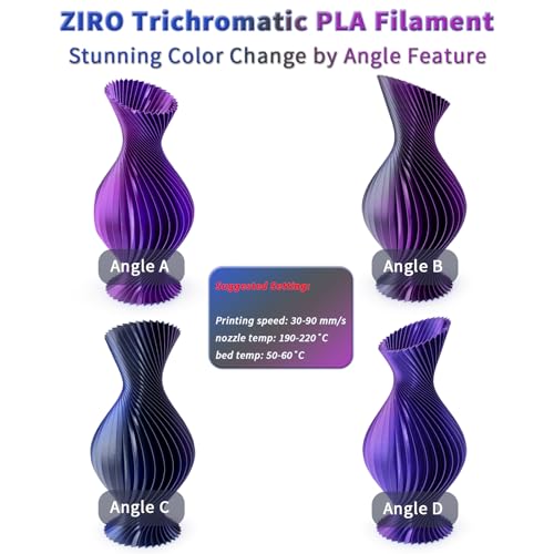 ZIRO 3D Printer Filament, Shiny PLA Fast Gradient Color Change, Glossy Color Change by Length PLA, Fit Most FDM 3D Printers, Dimensional Accuracy +/-0.03mm, 1KG/2.2lb Spool, Earth Tone(Silk)