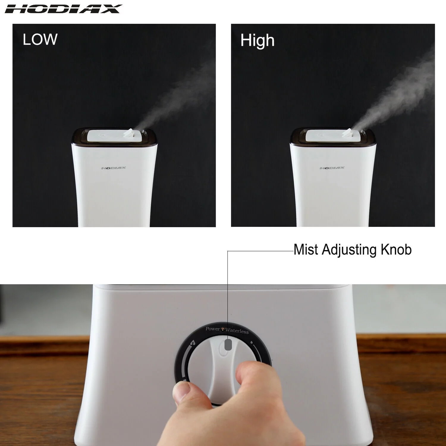 Hodiax 4L Cool Mist Ultrasonic Humidifier 30W Top Filling LED Light Essential Oil Addible 360 degree Nozzle Diffuser for Beauty Salon SPA Yoga Bedroom Living room Reception Center