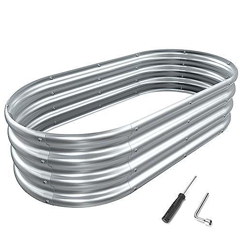 MOFEEZ 2x2x1 Ft Round Raised Garden Bed, Galvanized Planter Raised Beds, Large Metal Raised Garden Beds Outdoor for Vegetables, Flowers, Herbs, and Fruits