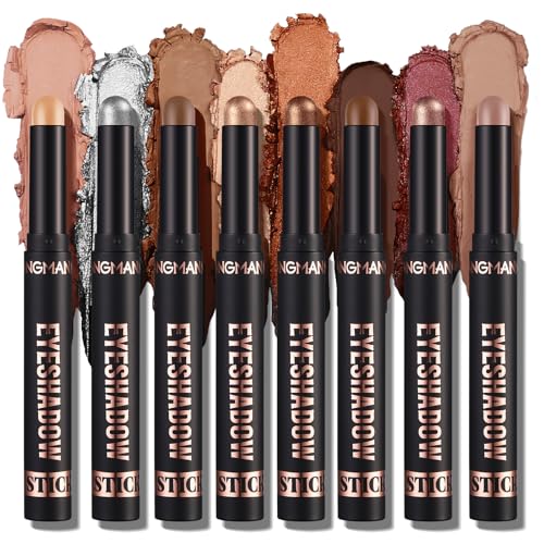 Joyeee Eyeshadow Stick, 8 Colors Waterproof Highlight Eye Shadow Stick, Create Gorgeous Multi-Dimensional Eye Makeup, Long Lasting Cream Contouring Eyeshadow Set