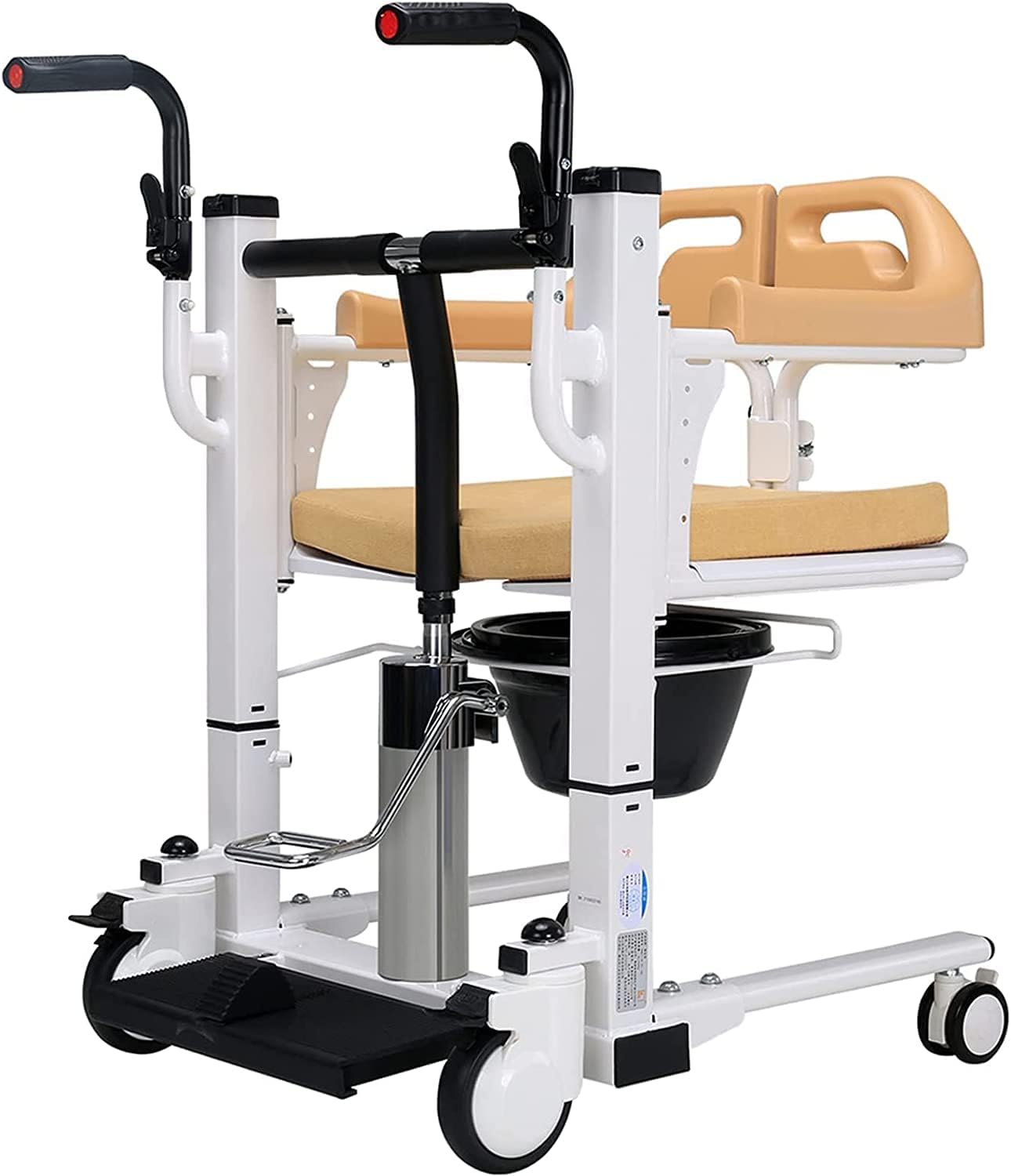 Patient Lift Lightweight Hydraulic Transfer Wheelchair for Home Use - 180° Split Seat and Bedside Commode with 290 Lb. Weight Capacity - Ideal Patient Lift Transfer Chair for Elderly