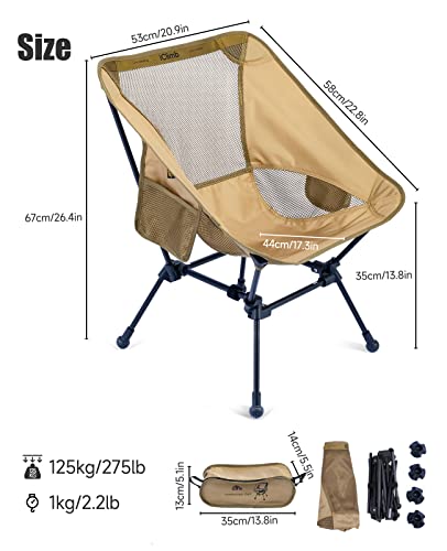 iClimb Ultralight Compact Camping Folding Beach Chair with Anti-Sinking Large Feet