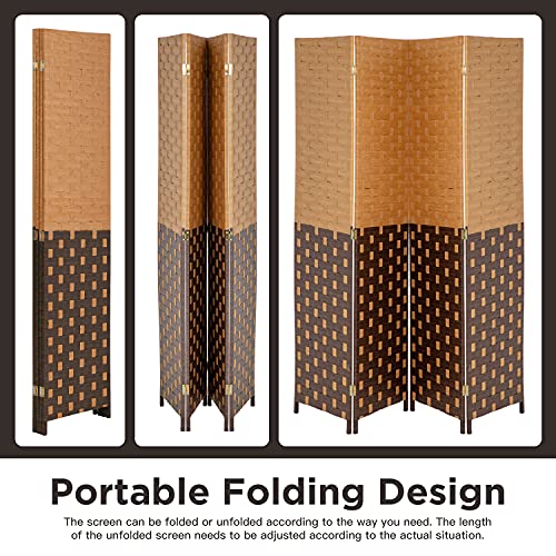 Wood Mesh Woven Design 4 Panel Folding Wooden Screen Room Divider