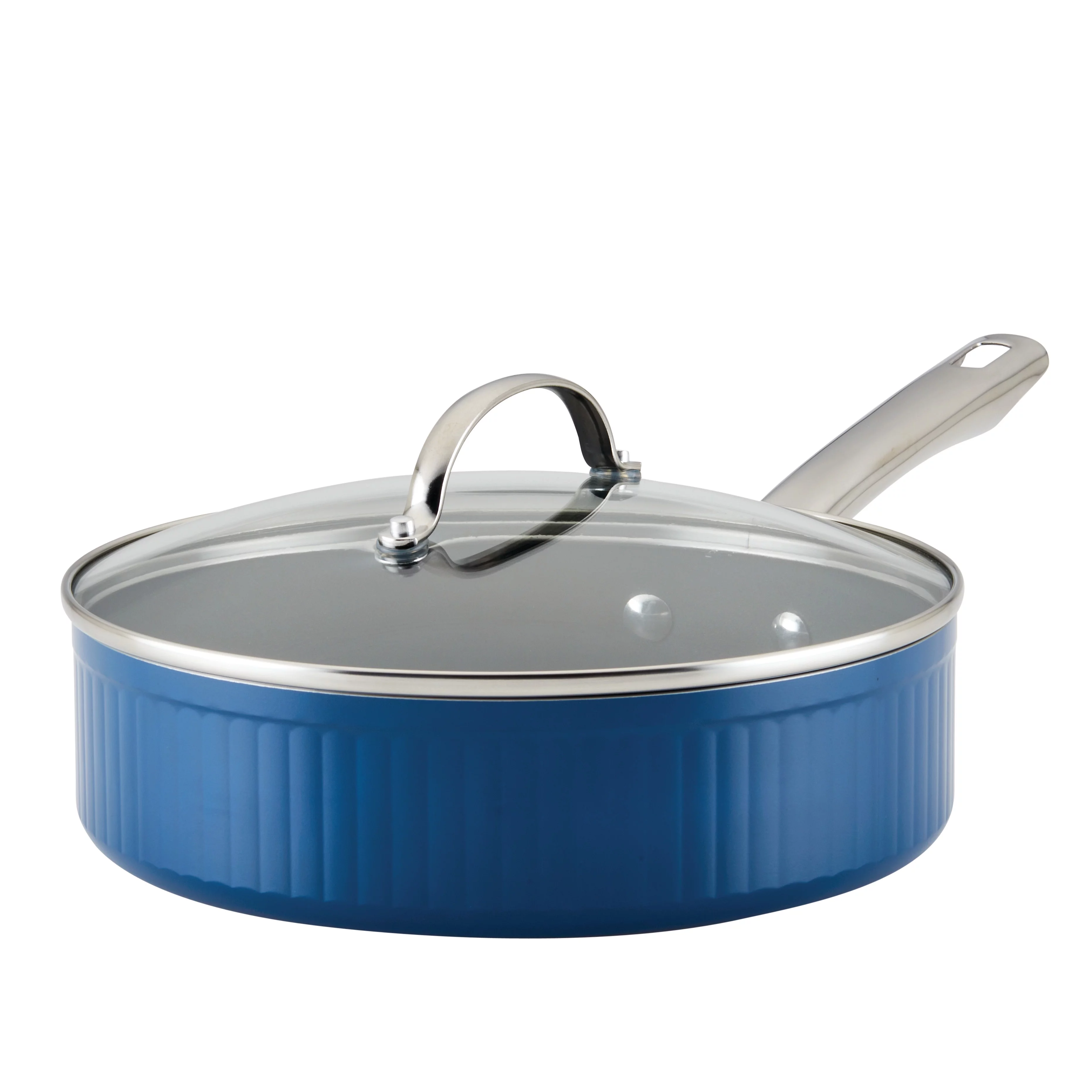Farberware Style Nonstick 3 Qt Cookware Saute Pan with Lid, Blue