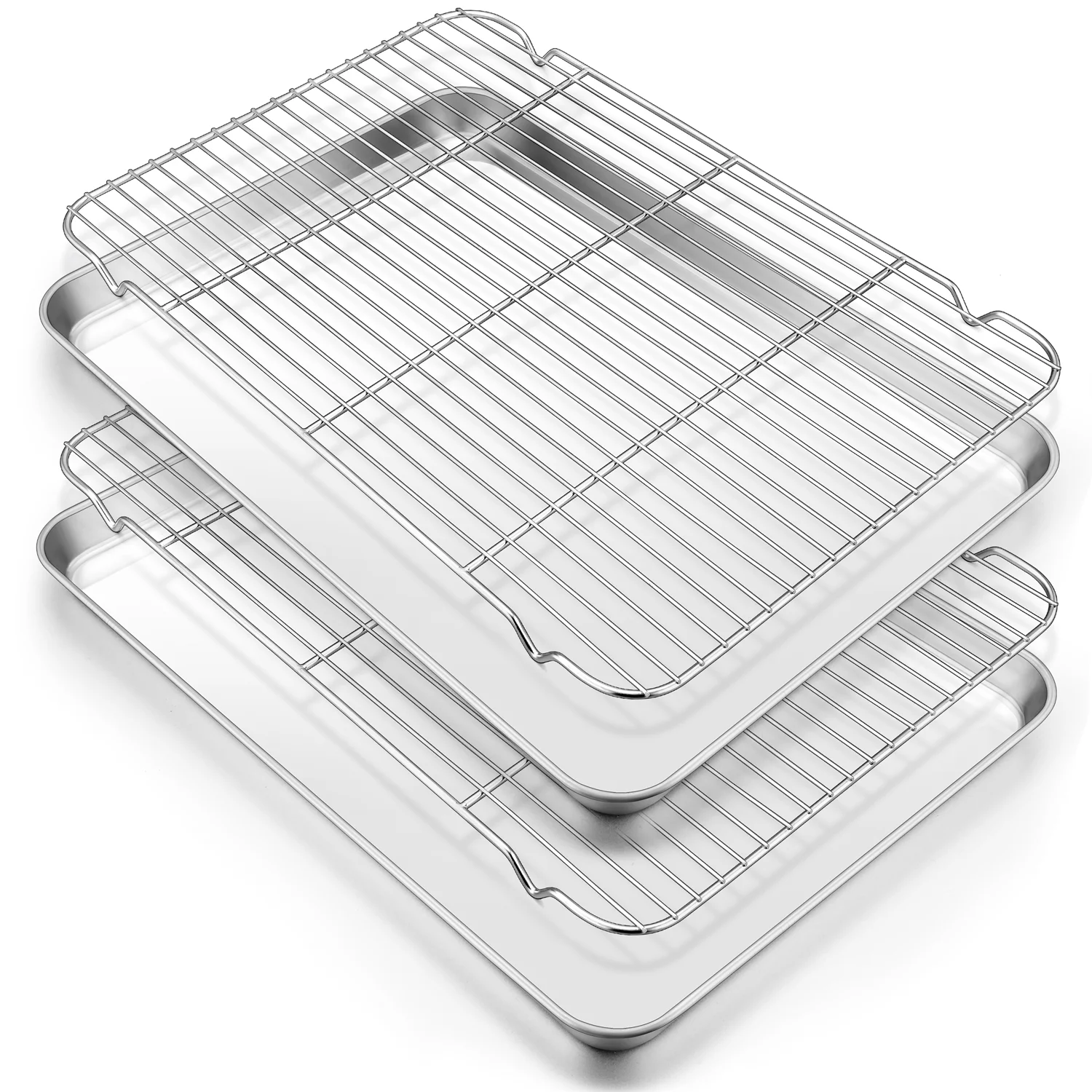 Vesteel Extra Large Baking Sheet and Rack Set of 4 ( 2 Pans + 2 Cooling Racks ), Stainless Steel Cookie Half Sheet Pan Rectangle - 20''x14''x1''