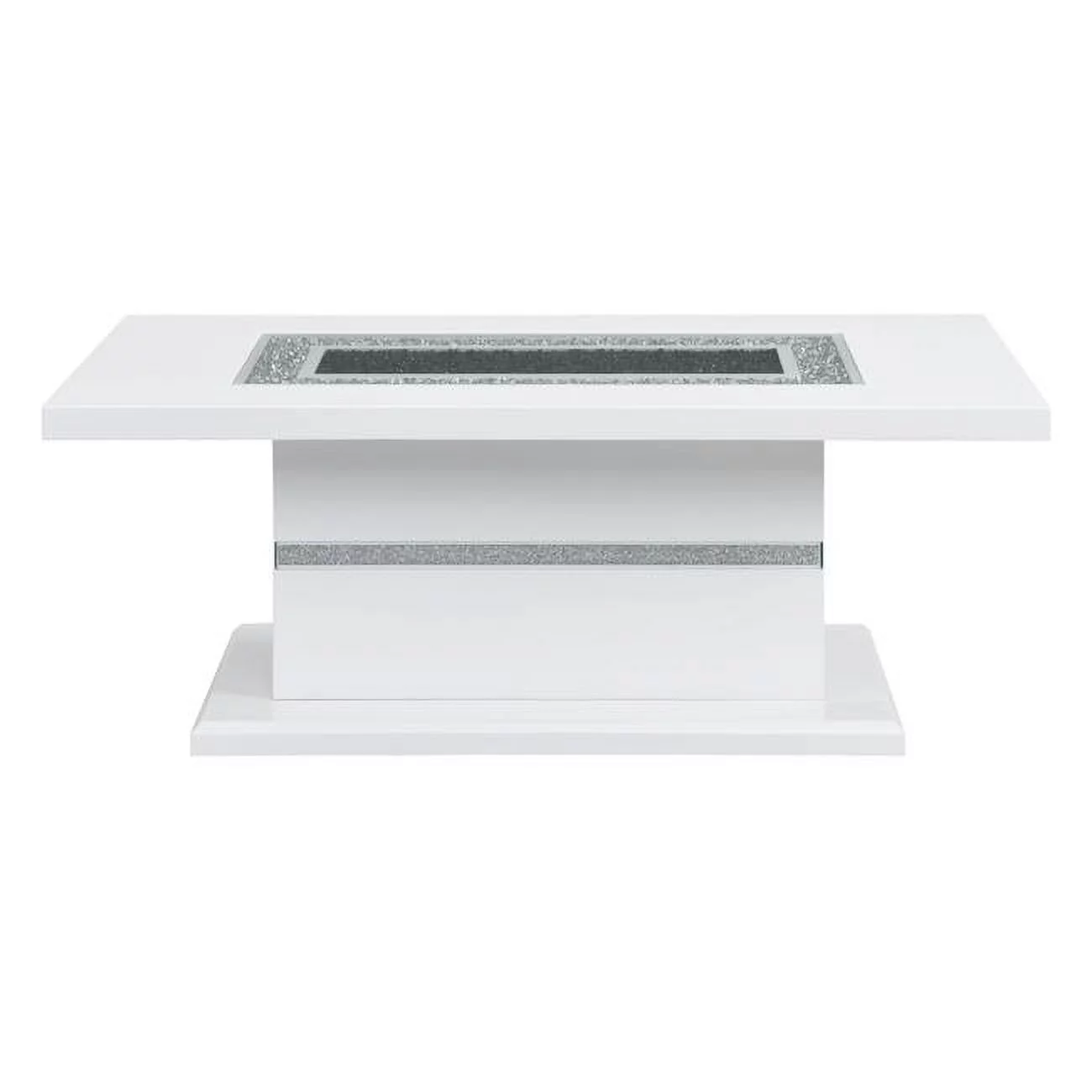 Global Furniture USA Monaco Engineered Wood & Glass Coffee Table in White/Silver