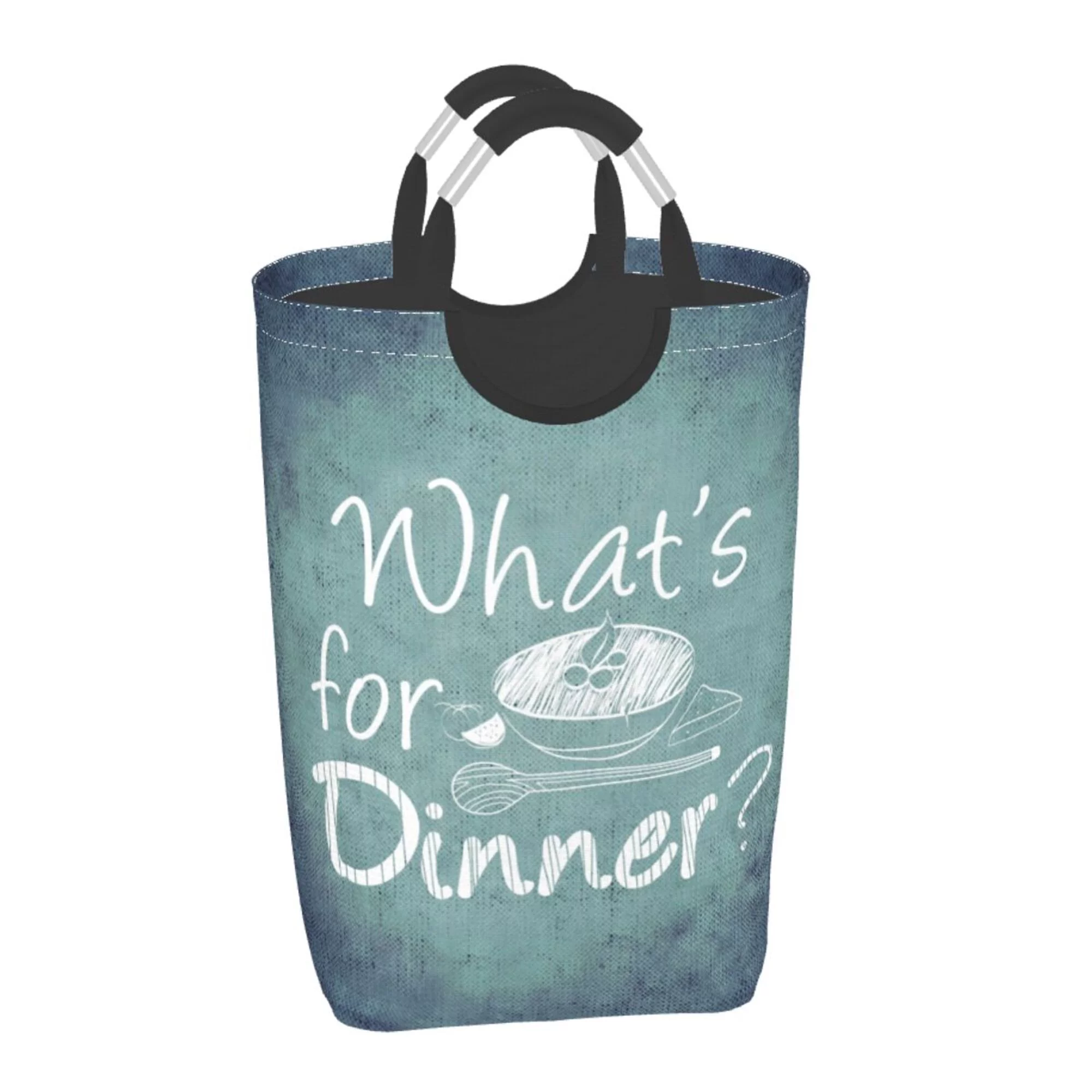 Waterproof Collapsible Laundry Hamper, Cartoon Food Noodles Aluminum Handle Laundry Bag Storage Basket, 50L