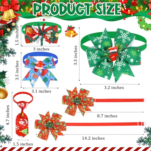 100 Pcs Christmas Dog Bow Tie Collar Bulk Pet Bow Tie Adjustable Dog Bowties Neckties Collars for Small Medium Pet Xmas Party Supply
