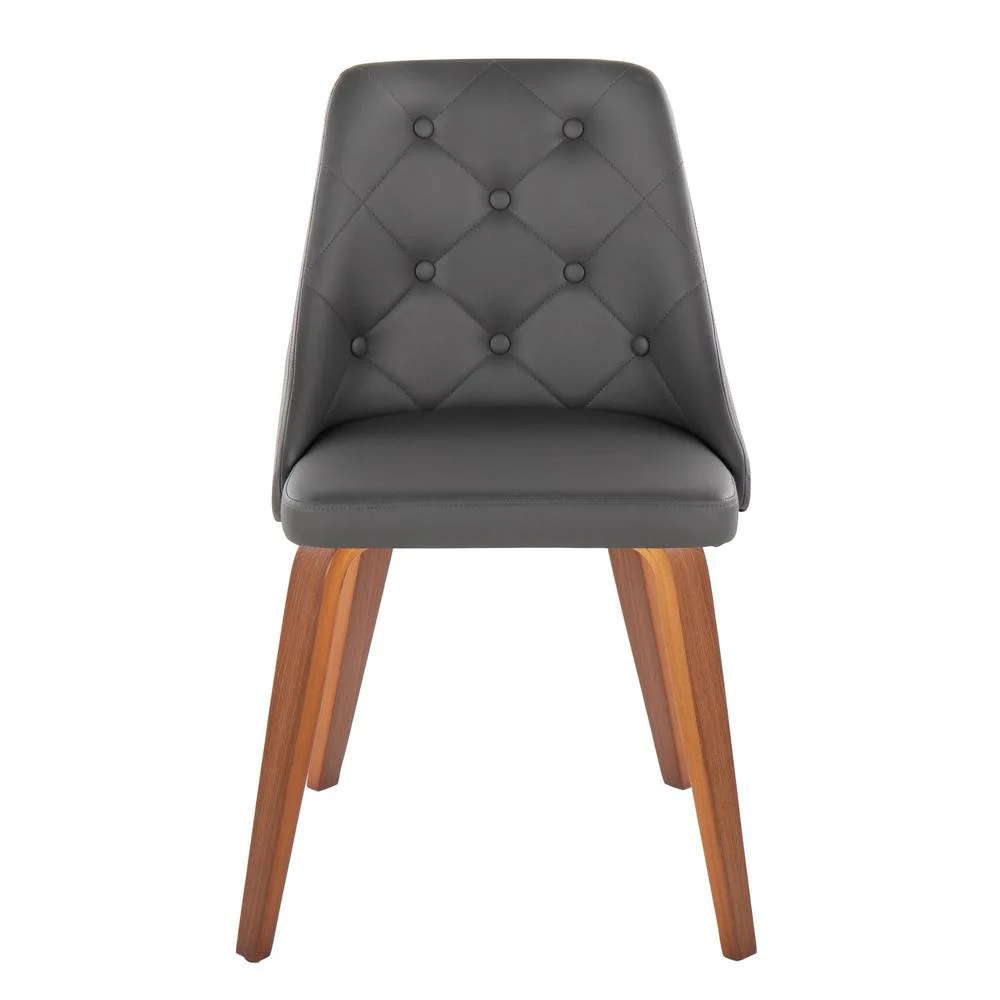 Carson Carrington  Ockelbo Dining Chair with Bent Wood Legs (Set of 2) Grey Faux Leather/Walnut Wood