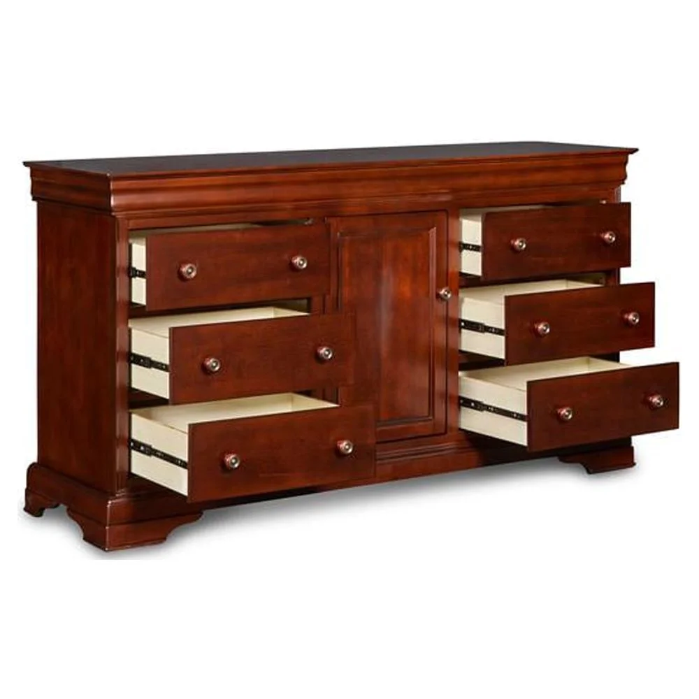 New Classic Furniture Versailles Solid Wood Engineered Wood Dresser in Cherry