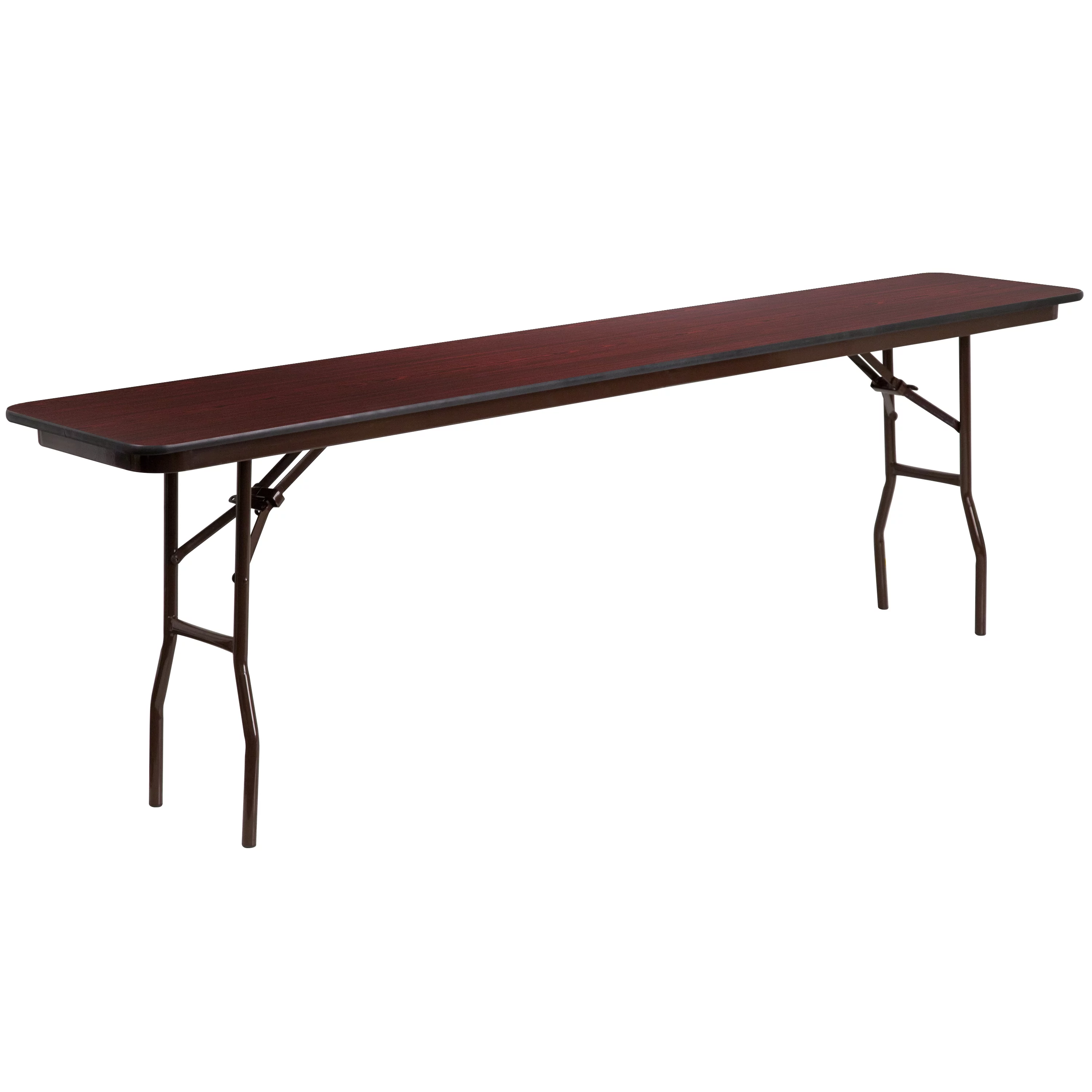 Emma + Oliver 8-Foot Mahogany Melamine Laminate Folding Training/Seminar Table - Event Table