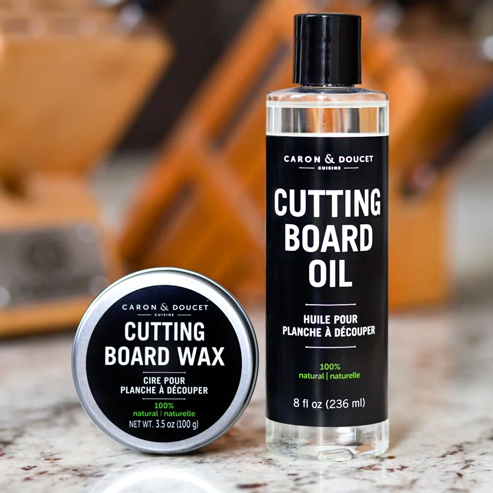 CARON & DOUCET - Cutting Board & Butcher Block Conditioning Oil & Wood Finishing Wax Bundle | 100% Plant-Based & Vegan, Best for Wood & Bamboo Conditioning & Sealing | Does NOT Contain Mineral Oil!