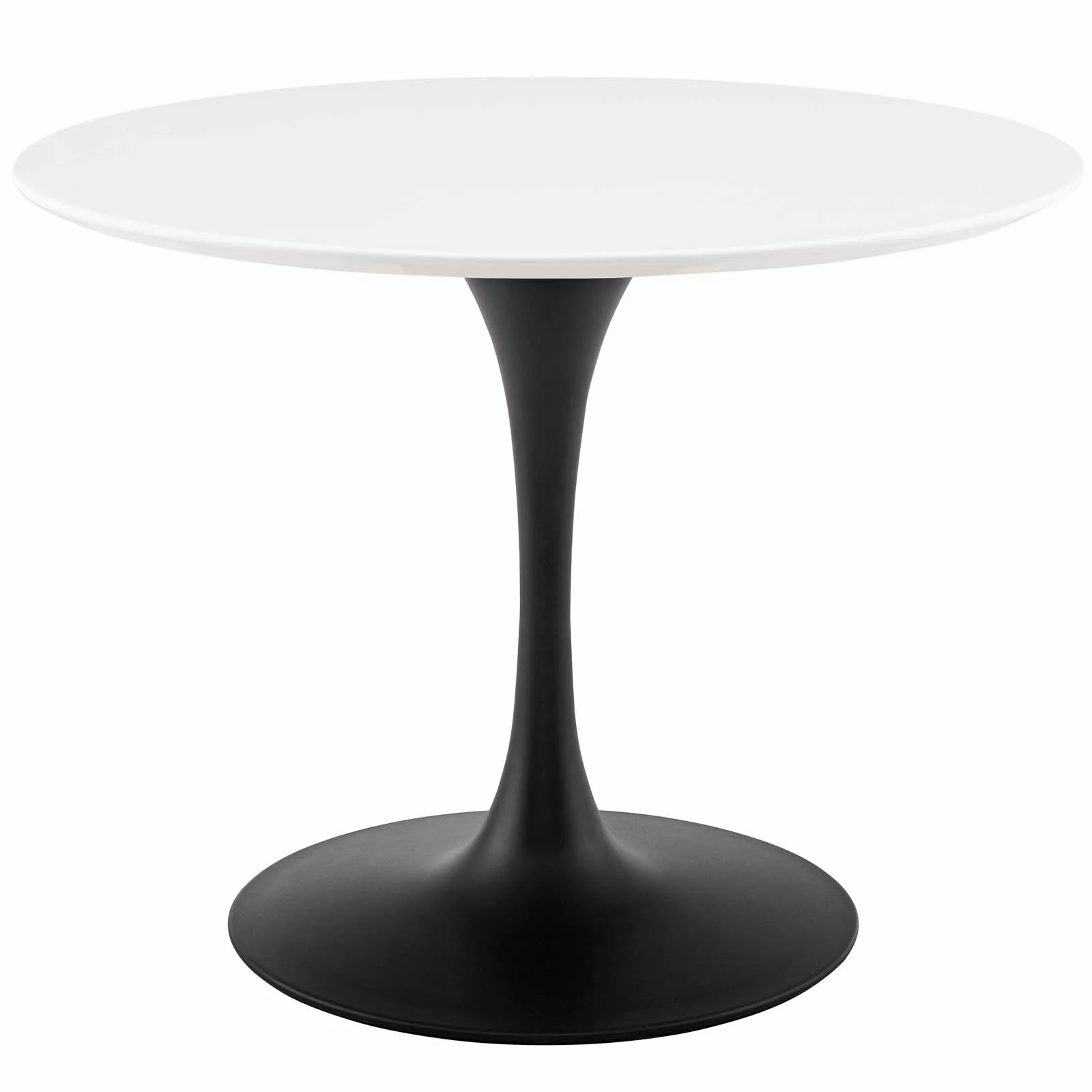 Contemporary Modern Urban Designer Kitchen Room Round Dining Table, Wood Metal Steel, Black White