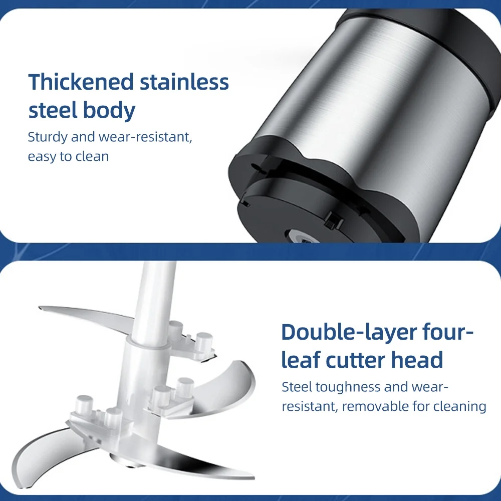 Homgeek Electric Food Grinder 8cup Large Household Capacity Stainless Steel 2 Gears 250W High Power Kitchen Cooker Blender