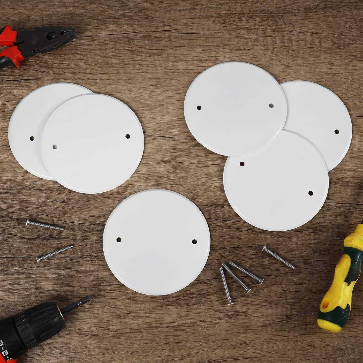 4 Packs 5 Inch Ceiling Cover Plate Metal Flat Round Electrical Cover Blank Circle Wall Plate with Screws Ceiling Fan Switch Cap Cover - Shop Hardware Tools Online Store