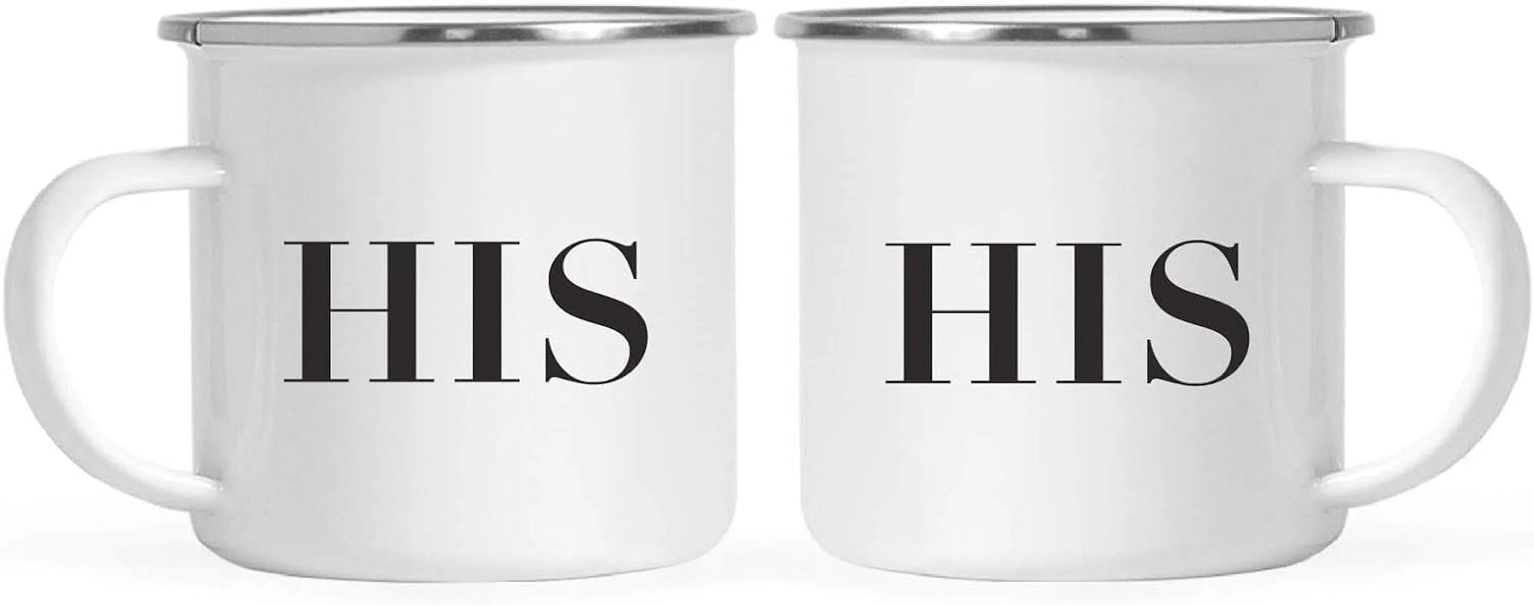 Stainless Steel Campfire Coffee Mugs Gift Set, His, His, 2-Pack, Metal Enamel Campfire Camp Cup For Wedding Engagement Gifts For Gay Couple, Includes Gift Box