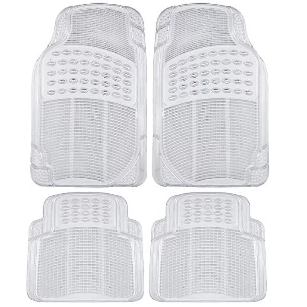 BDK MT-654-CL Clear Car Floor Mats, 4 Pieces Set Trimmable to Fit Semi Custom