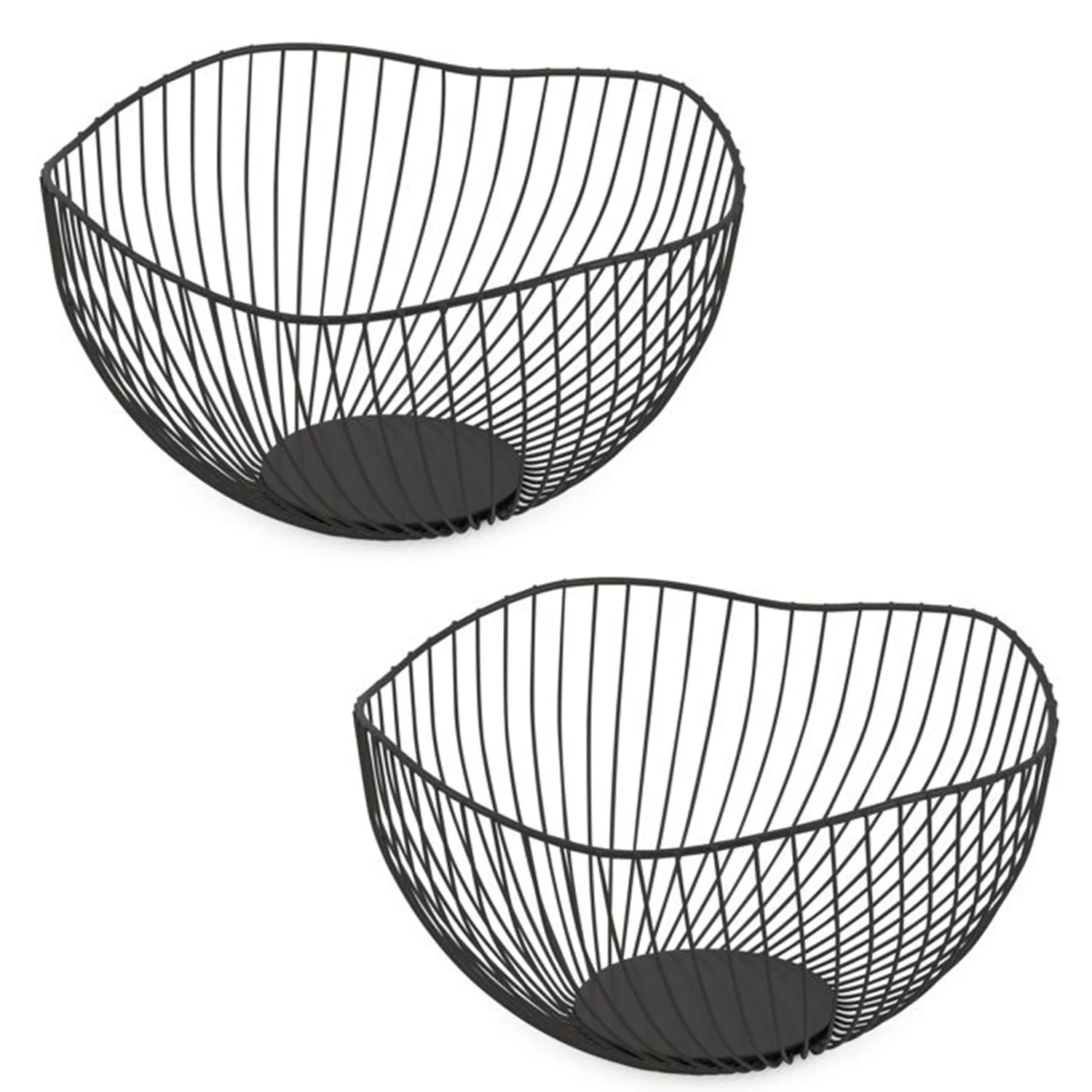 Jessar - Set of 2 Fruit Basket, 25.5 X 25.5 X 13.5cm, Black