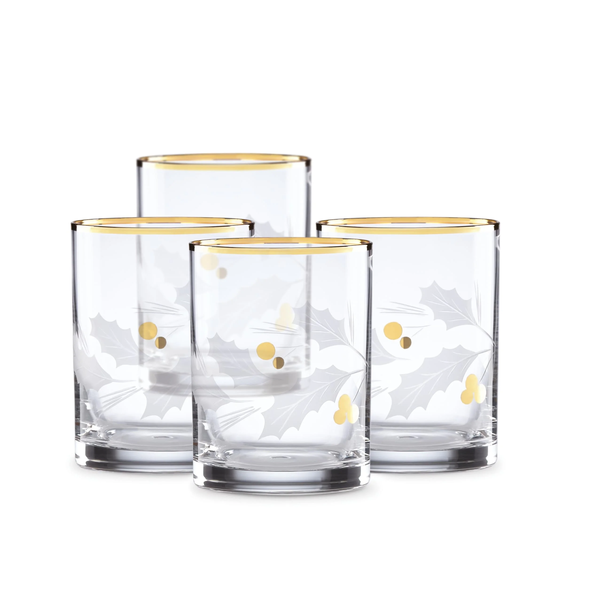 Lenox Holiday Gold 4-Piece Double Old Fashioned Glass Set