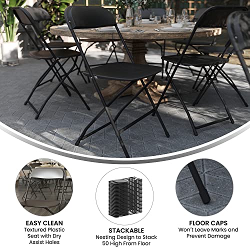 EMMA + OLIVER Set of 2 Plastic Folding Chairs - 650 LB Weight Capacity Lightweight Stackable Folding Chair in White