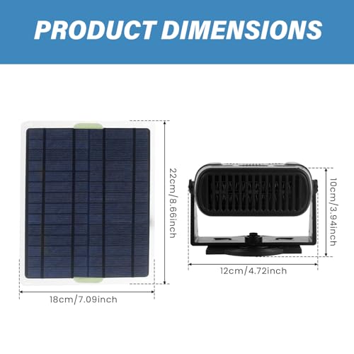 Solar Heater for Chicken Coop, 30W Solar Powered Heater with Overheat Protection for Drying Heating Pet House Warm Wind Gear, Chicken Coop