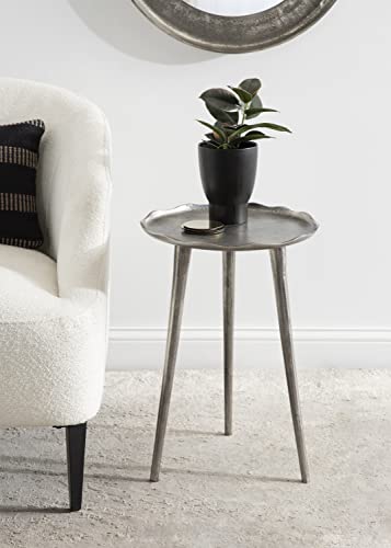 Kate and Laurel Alessia Modern Round Metal Side Table, 15 x 15 x 22, Bronze, Decorative Glam Cast Aluminum End Table with Deckled Edge for Bedroom Nightstand or Living Room Accent