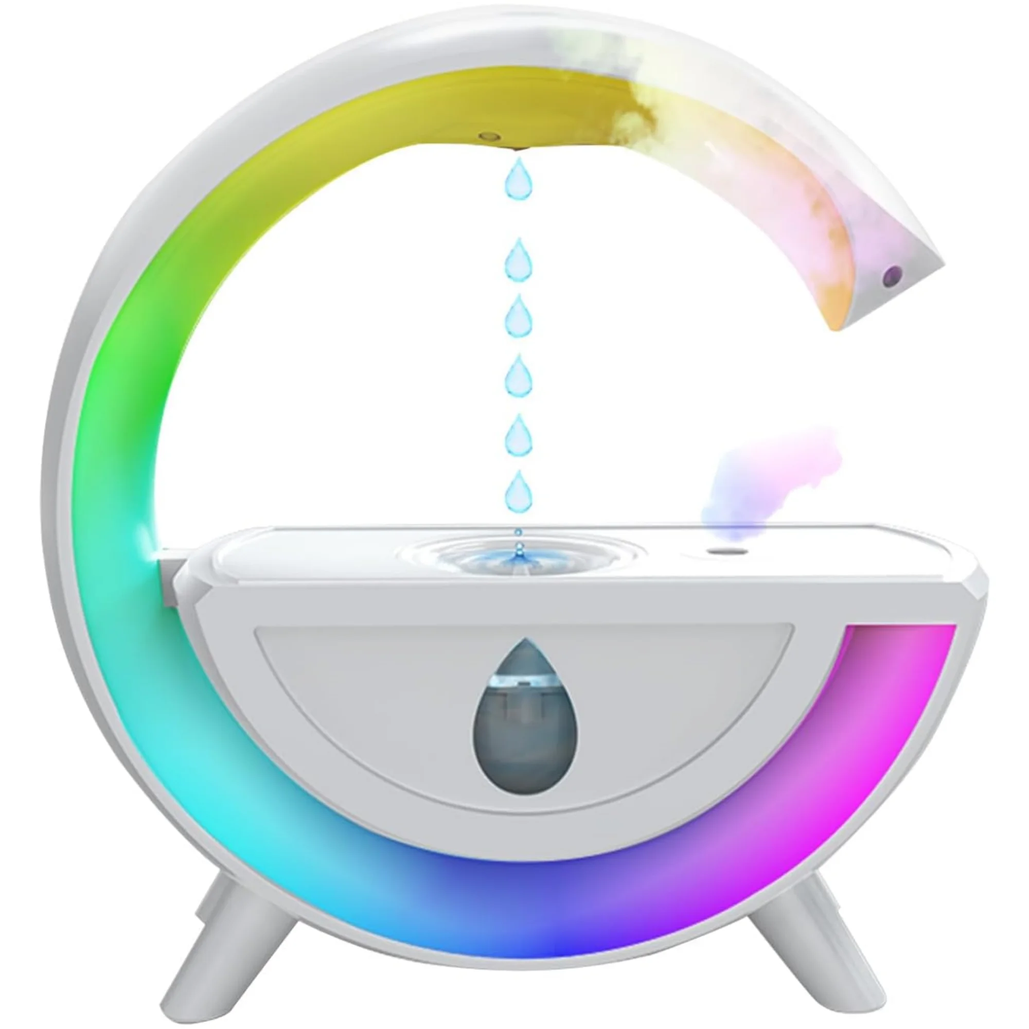 Anti Gravity Water Drop Humidifier, USB Charging Humidifiers For Bedroom With 7 Colors Light, 3-in-1 Air Humidifiers Raindrop Humidifier For Home Bedroom,EssentialOil Diffuser,Auto Shut-off,350ML
