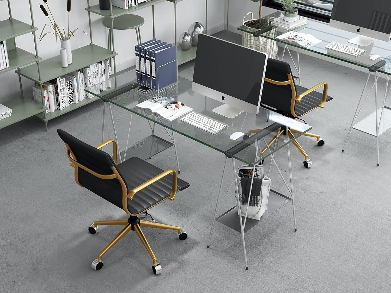 Executive And Black Office Chair Rolling Office Chair With Back Support Ergo Office Chair With Caster Wheels Office Chair For Heavy People 320Lbs Swivel Office Chair (GD-Black)…