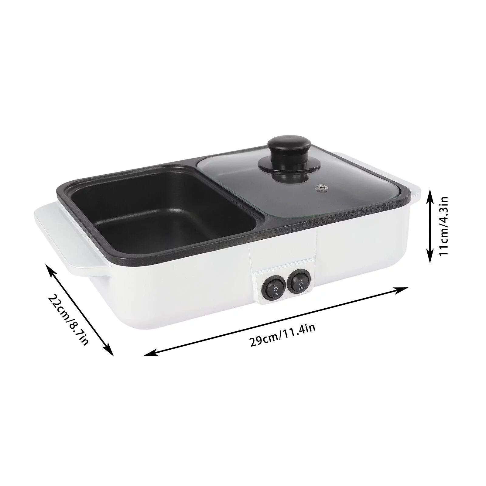 2 in 1 Electric Hot Pot Non-Stick BBQ Plate Barbecue Grill Cooking Frying Pan