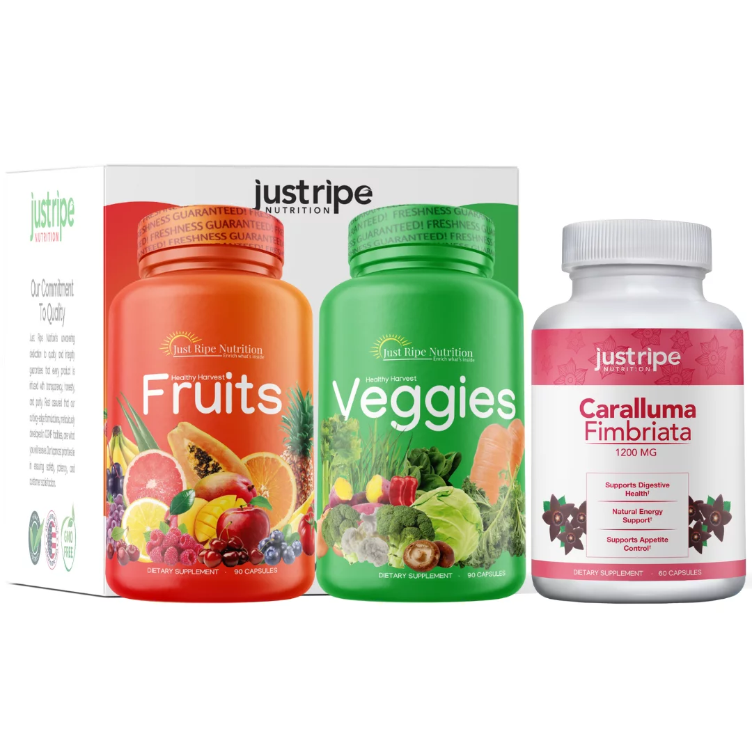 Fruits & Veggies 180 caps + Caralluma Fimbriata Supplement by Just Ripe