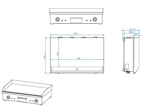 FETCOI 4400W Commercial Electric Counter-top Griddle with Thermostatic Controls Adjustable Temperature 50°C to 300°C 110V / 60Hz