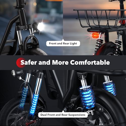 iScooter Electric Scooter with Seat, 37/21 Miles Long Range & 28/19/15.6 MPH Top Speed, 14