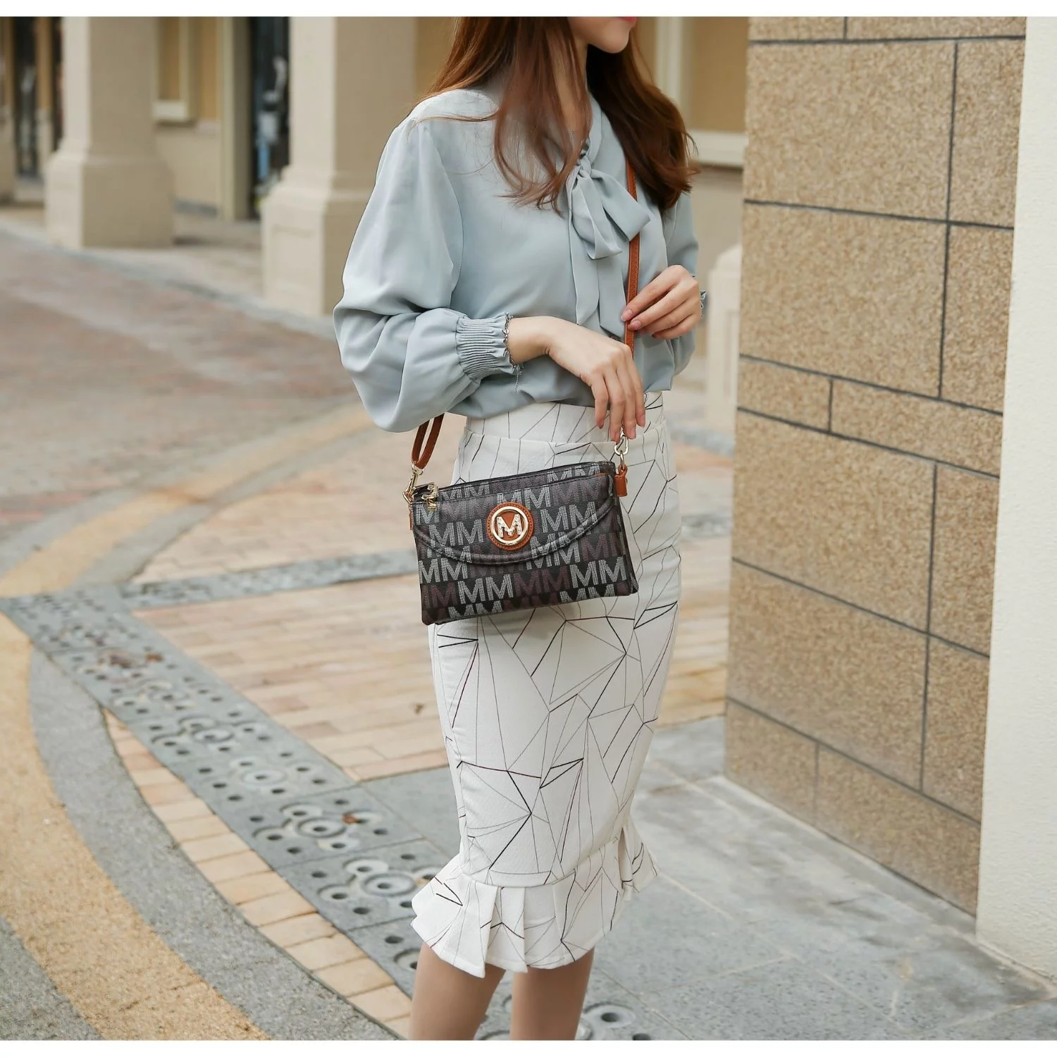 MKF Collection Ishani Women's Monogram Signature Crossbody Handbag by Mia K. - Beige