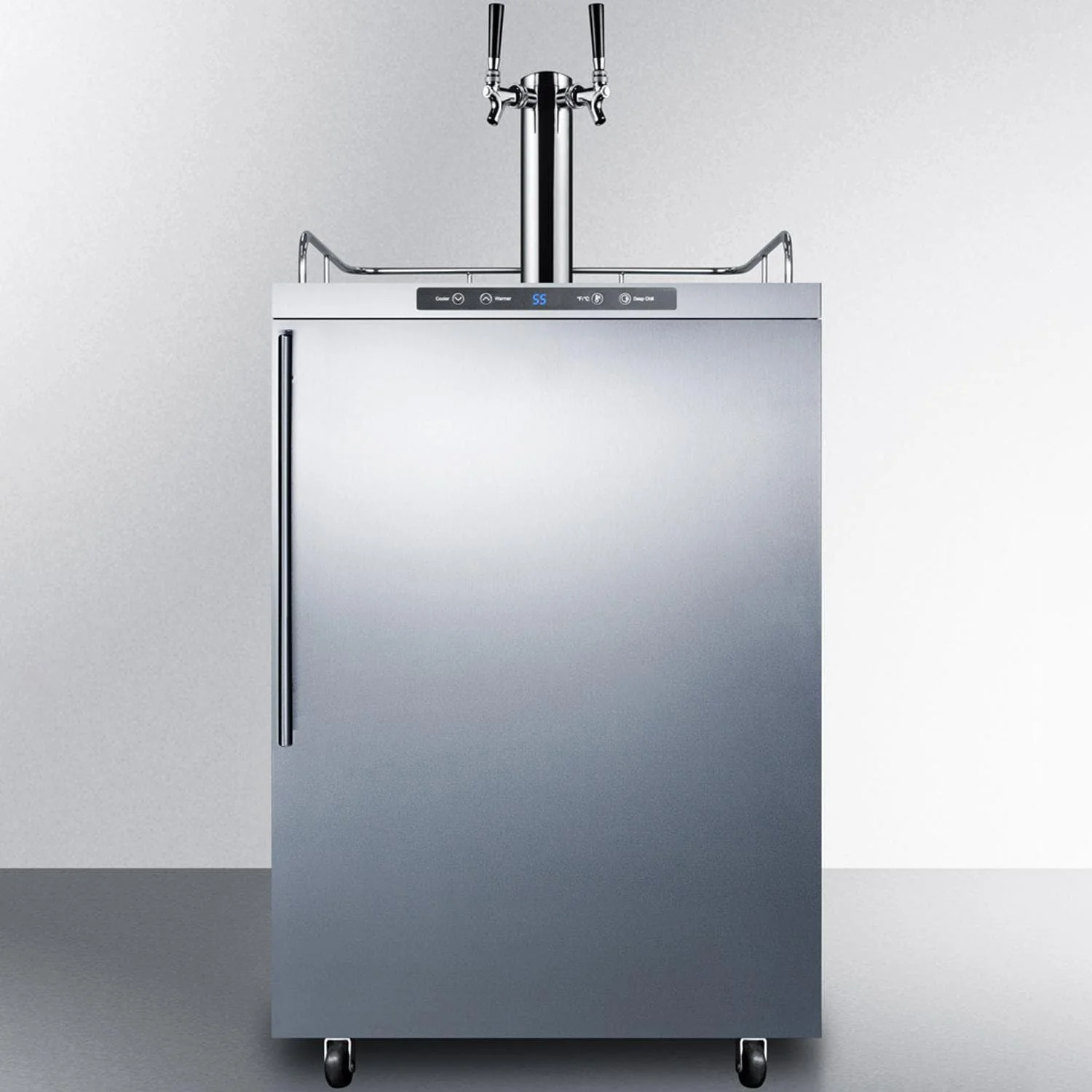 Summit Commercial 24-Inch 5.6 Cu. Ft. Outdoor Rated Double Tap Beer Dispenser / Kegerator - Professional Handle - SBC635MOS7HVTWIN